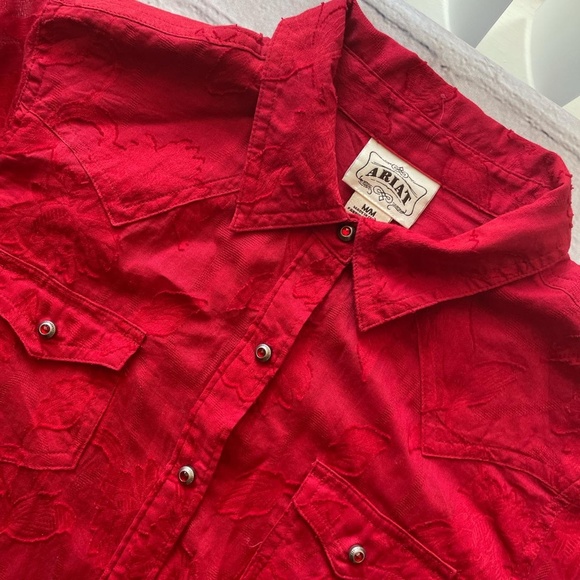 Y2K 90's Red western long sleeve with jewel detail by Ariat - Picture 4 of 4